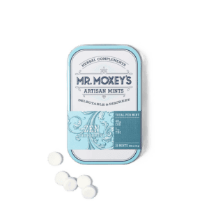 Container of Mr. Moxey's artisan THC mints.